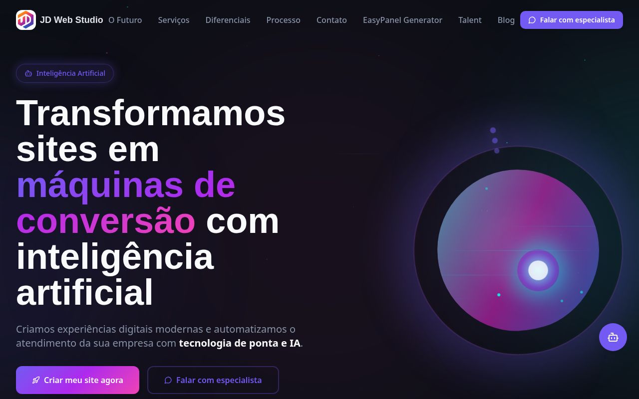 Preview do projeto JD Web Studio