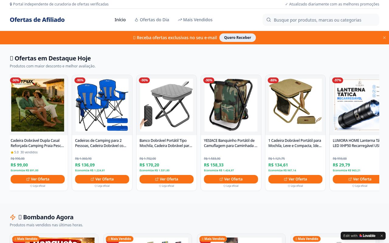 Preview do projeto Ofertas de Afiliado